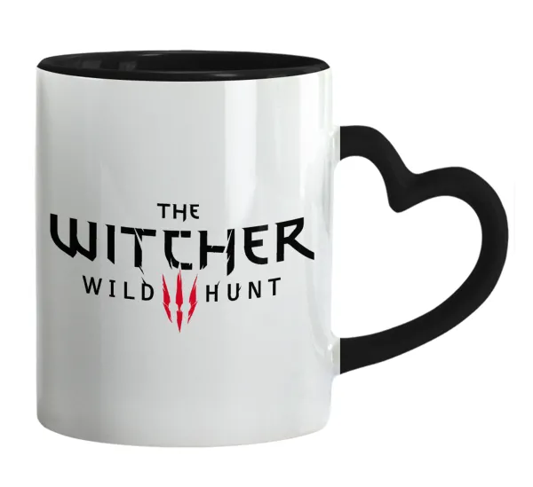 The witcher III wild hunt — Mug heart black handle, ceramic, 330ml