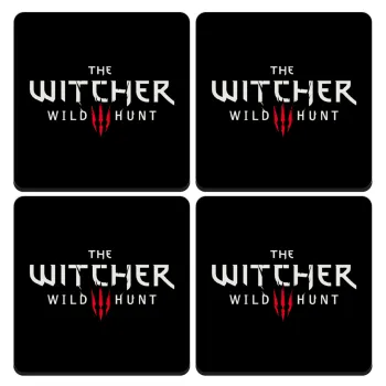 The witcher III wild hunt, ΣΕΤ 4 Σουβέρ ξύλινα τετράγωνα (9cm)