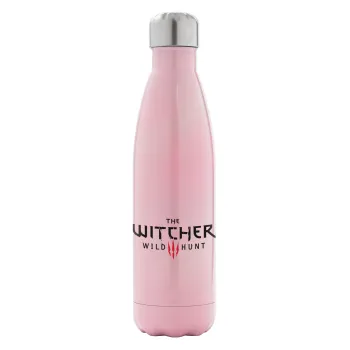 The witcher III wild hunt, Μεταλλικό παγούρι θερμός Ροζ Ιριδίζον (Stainless steel), διπλού τοιχώματος, 500ml