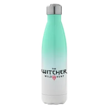 The witcher III wild hunt, Μεταλλικό παγούρι θερμός Πράσινο/Λευκό (Stainless steel), διπλού τοιχώματος, 500ml
