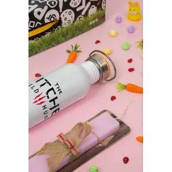 The witcher III wild hunt, Easter Set, SS Metallic water bottle (620ml, stainless steel) & scented flat Easter candle (30cm) (PINK)