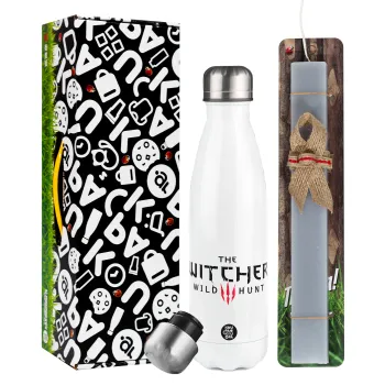 The witcher III wild hunt, Easter candle, metallic white thermos bottle (500ml) & aromatic flat candle (30cm) (GRAY)