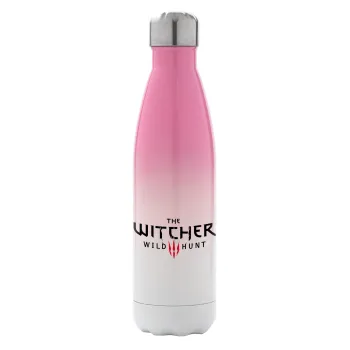 The witcher III wild hunt, Μεταλλικό παγούρι θερμός Ροζ/Λευκό (Stainless steel), διπλού τοιχώματος, 500ml