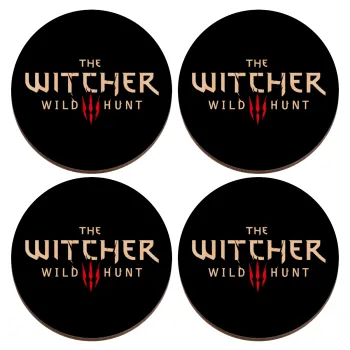 The witcher III wild hunt, ΣΕΤ x4 Σουβέρ ξύλινα στρογγυλά plywood (9cm)
