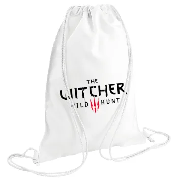 The witcher III wild hunt, Τσάντα πλάτης πουγκί GYMBAG λευκή (28x40cm)