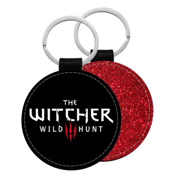 The witcher III wild hunt, Μπρελόκ Δερματίνη, στρογγυλό ΚΟΚΚΙΝΟ (5cm)