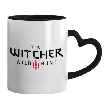 The witcher III wild hunt, Κούπα καρδιά χερούλι μαύρη, κεραμική, 330ml