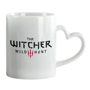 The witcher III wild hunt, Κούπα καρδιά χερούλι λευκή, κεραμική, 330ml