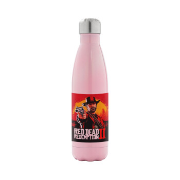 Red Dead Redemption 2, Metal mug thermos Pink Iridiscent (Stainless steel), double wall, 500ml