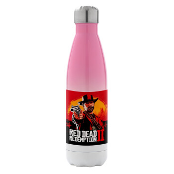 Red Dead Redemption 2, Metal mug thermos Pink/White (Stainless steel), double wall, 500ml