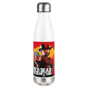Red Dead Redemption 2, Μεταλλικό παγούρι θερμός Λευκό (Stainless steel), διπλού τοιχώματος, 500ml