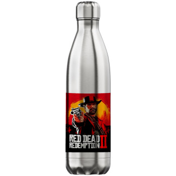 Red Dead Redemption 2, Μεταλλικό παγούρι θερμός Inox (Stainless steel), διπλού τοιχώματος, 750ml