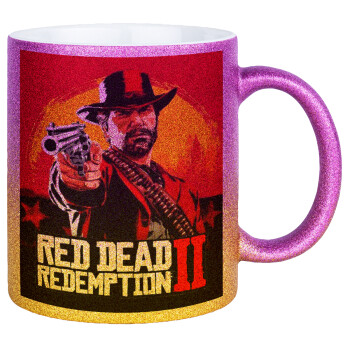 Red Dead Redemption 2, Κούπα Χρυσή/Ροζ Glitter, κεραμική, 330ml