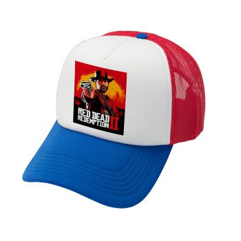 Red Dead Redemption 2, Καπέλο Soft Trucker με Δίχτυ Red/Blue/White 