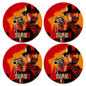 Red Dead Redemption 2, ΣΕΤ x4 Σουβέρ ξύλινα στρογγυλά plywood (9cm)
