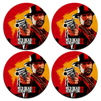 Red Dead Redemption 2, ΣΕΤ 4 Σουβέρ ξύλινα στρογγυλά (9cm)
