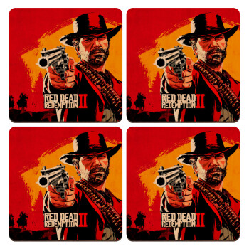 Red Dead Redemption 2, ΣΕΤ x4 Σουβέρ ξύλινα τετράγωνα plywood (9cm)