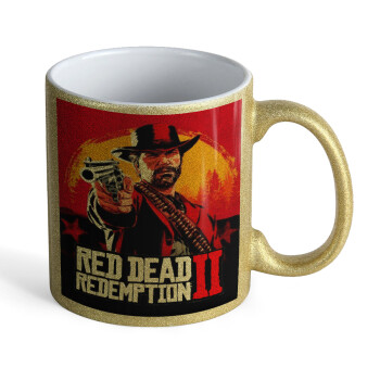 Red Dead Redemption 2, Κούπα Χρυσή Glitter που γυαλίζει, κεραμική, 330ml