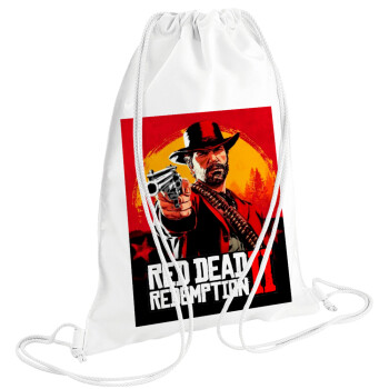Red Dead Redemption 2, Τσάντα πλάτης πουγκί GYMBAG λευκή (28x40cm)