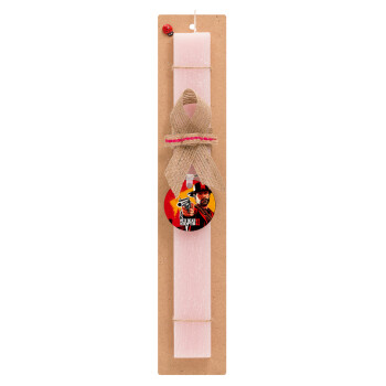 Red Dead Redemption 2, Easter Set, wooden keychain & scented flat Easter candle (30cm) (PINK)