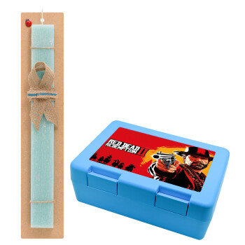 Red Dead Redemption 2, Easter Set, children's snack container BLUE & Easter aromatic flat candle (30cm) (TURQUOISE)