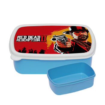 Red Dead Redemption 2, ΜΠΛΕ παιδικό δοχείο φαγητού (lunchbox) πλαστικό (BPA-FREE) Lunch Βox M18 x Π13 x Υ6cm