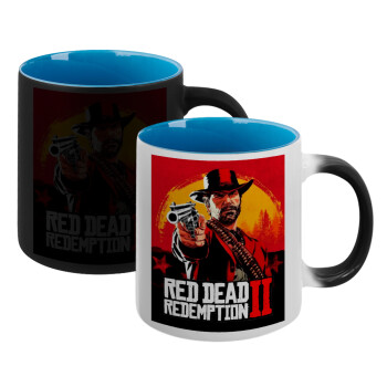 Red Dead Redemption 2, Κούπα Μαγική εσωτερικό μπλε, κεραμική 330ml που αλλάζει χρώμα με το ζεστό ρόφημα