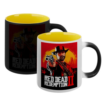 Red Dead Redemption 2, Κούπα Μαγική εσωτερικό κίτρινη, κεραμική 330ml που αλλάζει χρώμα με το ζεστό ρόφημα (1 τεμάχιο)