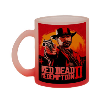 Red Dead Redemption 2, Κούπα γυάλινη δίχρωμη με βάση το κόκκινο ματ, 330ml