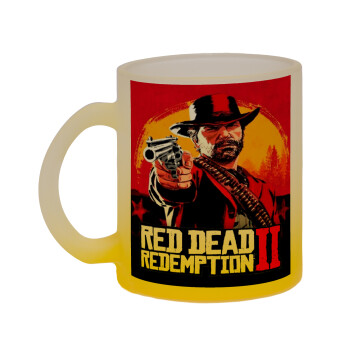 Red Dead Redemption 2, Κούπα γυάλινη δίχρωμη με βάση το κίτρινο ματ, 330ml