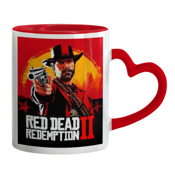 Red Dead Redemption 2, Mug heart red handle, ceramic, 330ml