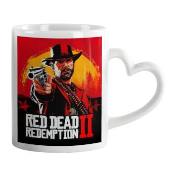 Red Dead Redemption 2, Κούπα καρδιά χερούλι λευκή, κεραμική, 330ml