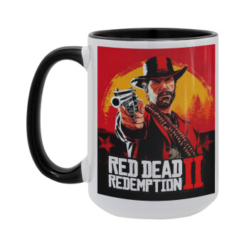 Red Dead Redemption 2, Κούπα Mega 15oz, κεραμική Μαύρη, 450ml