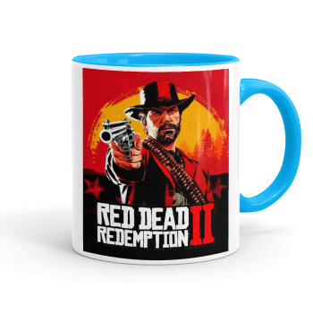 Red Dead Redemption 2, Κούπα χρωματιστή γαλάζια, κεραμική, 330ml