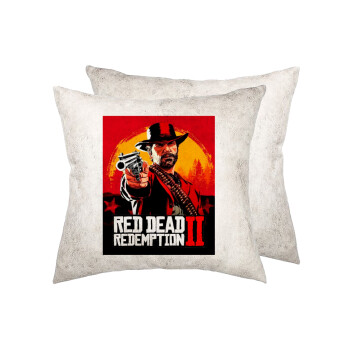 Red Dead Redemption 2, Μαξιλάρι καναπέ Δερματίνη Γκρι 40x40cm με γέμισμα