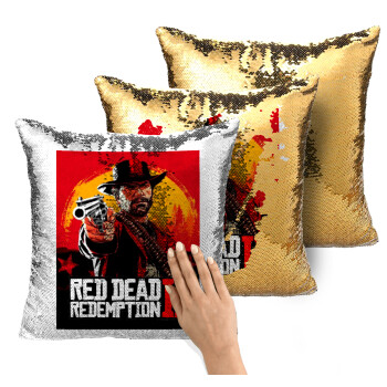 Red Dead Redemption 2, Μαξιλάρι καναπέ Μαγικό Χρυσό με πούλιες 40x40cm περιέχεται το γέμισμα