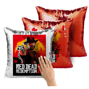 Red Dead Redemption 2, Μαξιλάρι καναπέ Μαγικό Κόκκινο με πούλιες 40x40cm περιέχεται το γέμισμα