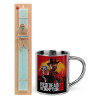 Easter Set, metallic thermal cup (300ml) & aromatic flat Easter candle (30cm) (TURQUOISE)