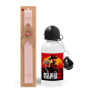 Easter Set, metallic aluminum bottle (500ml) & aromatic flat Easter candle (30cm) (PINK)