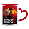 Mug heart red handle, ceramic, 330ml