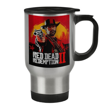 Red Dead Redemption 2, Κούπα ταξιδιού ανοξείδωτη με καπάκι, διπλού τοιχώματος (θερμό) 450ml
