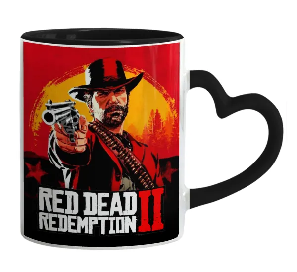 Red Dead Redemption 2 — Mug heart black handle, ceramic, 330ml