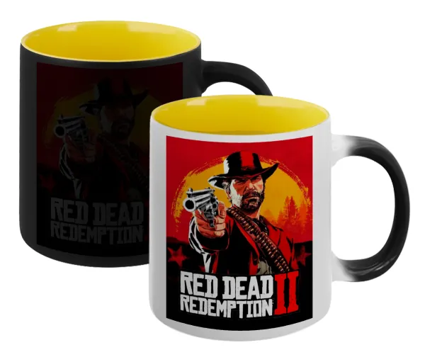 Red Dead Redemption 2 — Magic mug with yellow interior, ceramic, 330ml, changes colour with hot drinks