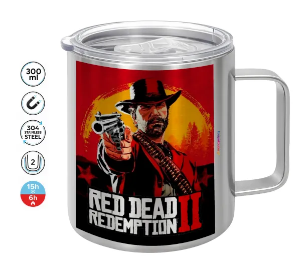 Red Dead Redemption 2 — Double-walled stainless steel mug 300ml with temperature-retaining lid