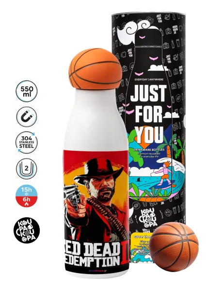 Red Dead Redemption 2 — Bascetball Metal mug thermos, double wall, 550ml