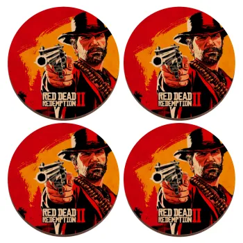 Red Dead Redemption 2, ΣΕΤ x4 Σουβέρ ξύλινα στρογγυλά plywood (9cm)