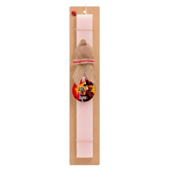 Red Dead Redemption 2, Easter Set, wooden keychain & scented flat Easter candle (30cm) (PINK)