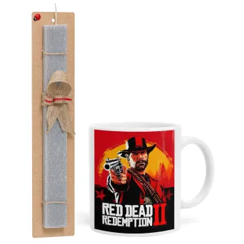 Red Dead Redemption 2, Easter Set, Ceramic Cup (330ml) & Easter aromatic flat candle (30cm) (GRAY)