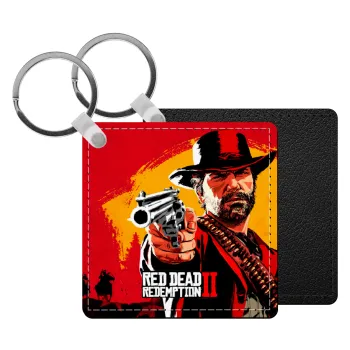 Red Dead Redemption 2, Μπρελόκ Δερματίνη, τετράγωνο ΜΑΥΡΟ (5x5cm)