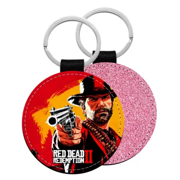 Red Dead Redemption 2, Μπρελόκ Δερματίνη, στρογγυλό ΡΟΖ (5cm)